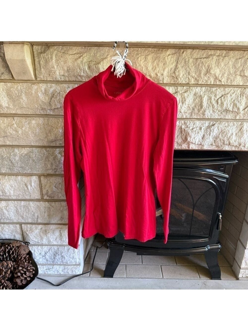 *5 for $45* Vibrant Red Lands' End Medium Turtleneck Top